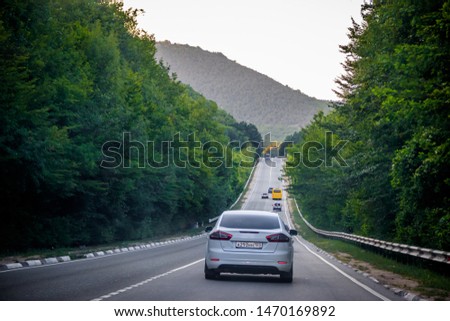 Russian asphalt roads. Background road. Roads in the mountains of Crimea. Travel by car. Road views.