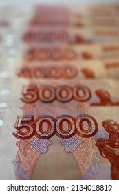 russian banknote of 5000 five thosand roubles close up background of money