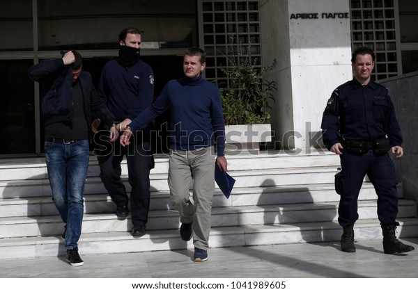The Russian bitcoin fraud suspect Alexander Vinnik
escorted to the Supreme Court to examine the request of U.S.A for
extradition of the accused in U.S.A, Athens, Greece on Nov. 15,
2017. 