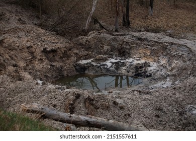 Russian Bomb Crater Near The Bridge