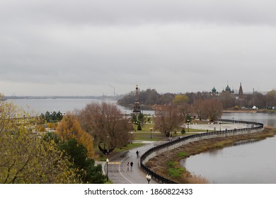 Russian City Yaroslavl Architecture And Buildings In Cloudy Autumn Day