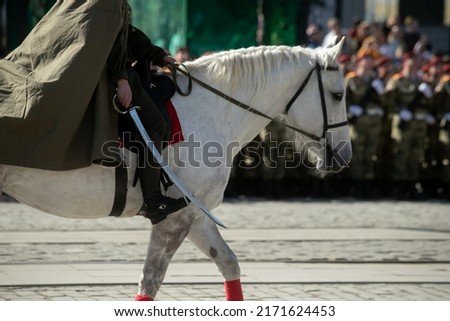 Russian Cossack performs tricks on a horse
