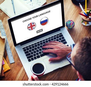 Russian English Communication Language Concept