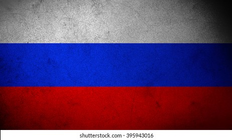 Russian Flag On A Dark Concrete Surface