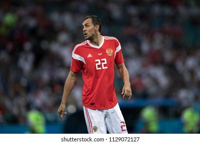 Russian Footballer Artem Dzyuba. Match Russia-Croatia At World Cup 2018. 