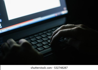 Russian Hacker Hacking The Server In The Dark