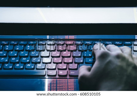 Russian hacker hacking the server in the dark