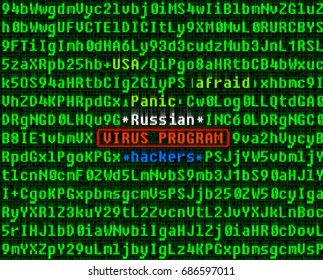  Russian hackers attack.Computer virus concept.