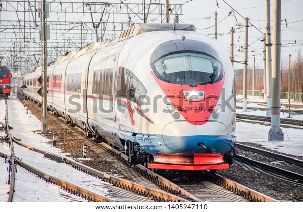 Russian high-speed train. Sapsan train. . Russia\
Metallostroy March 8,\
2019
