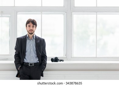 Russian Man With Beard, Mustache In Suit