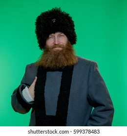 Russian Man With Beard Wearing A Hat
