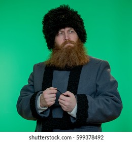 Russian Man With Beard Wearing A Hat
