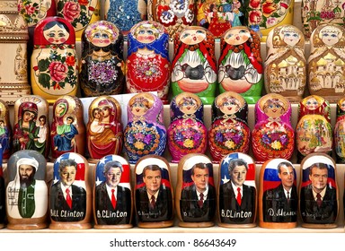 russian matrioshka dolls in baku azerbaijan market