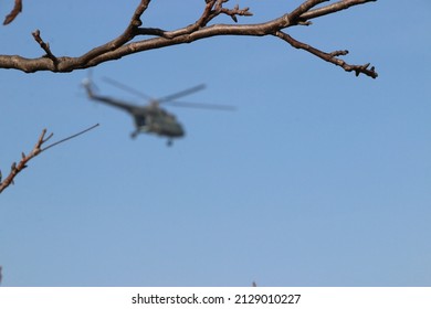 Russian Military Helicopter In Flight