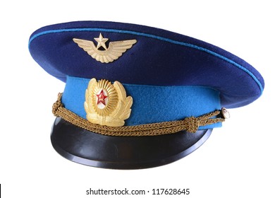 Russian Military Pilot Hat Isolated On White Background