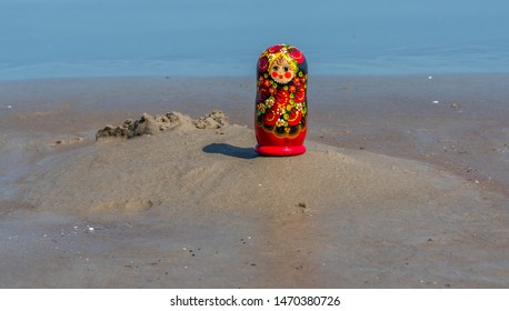 Russian Nesting Doll On A Beach In Latvia