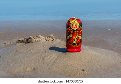 Russian Nesting Doll On A Beach In Latvia