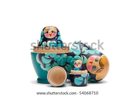 russian nesting dolls (babushka) half open