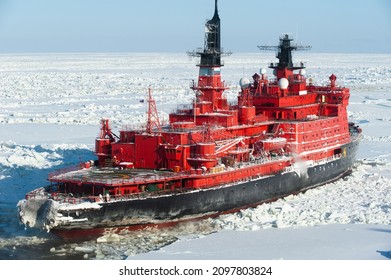 Russian Nuclear Ice Breaker In Ice Field