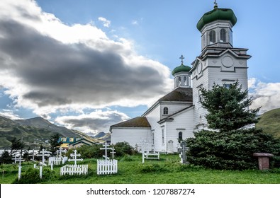 Russian Orthodox Holy Ascension of Our Lord Cathedral and Graveyard in Dutch Harbor Unalaska