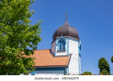 Russian Otrhodox Monastery In A Polish Masuria. Summer, Sunny Day, Blue Sky Above. Church In Wojnowo.