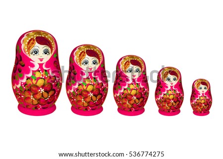 Russian painted matryoshka doll.Wooden painted doll made of wood.Russian wooden toy in the form of a painted doll.