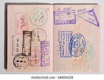 Russian passport stamped on border crossing