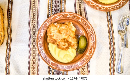 Russian Pozharsky Cutlet , A Pozharsky Cutlet Is A Breaded Ground Chicken Or Veal Patty That Is Typical For Russian Cuisine