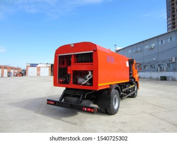 Russian Sewerage - Truck  And Equipment For Remove The Blockage And Clean The Sewer, Russia, May 17, 2016. Sewer Tanker To Clean Up Sewerage Overflows, Cleaning Pipelines, Residential Septic Systems