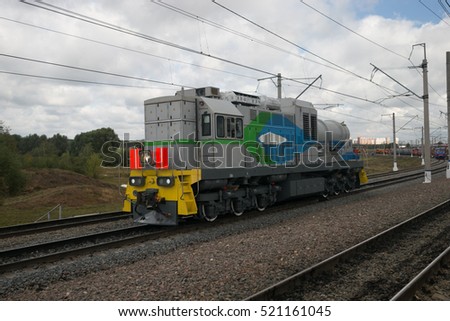 Russian shunting diesel locomotive goes to the field