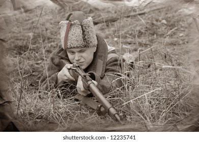 Russian Soldier 1918. Civil War Reenacting