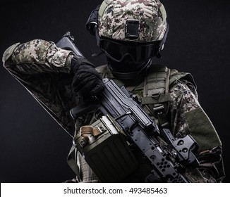 Russian Special Forces On Black Background