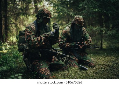 Russian Special Forces Soldiers In The Woods.