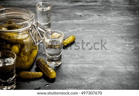 Similar – Image, Stock Photo Glasses with pickled vegetables and fruit