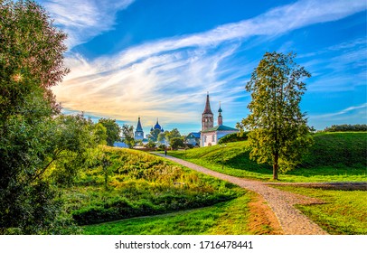 Russian Village On Summer Landscape