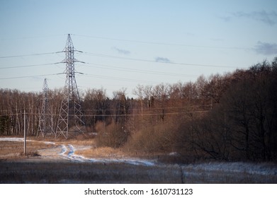 Russian Winter Landscape Power Lines Stock Photo 1610731123 | Shutterstock