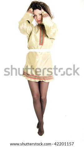 The Russian woman in ancient clothes