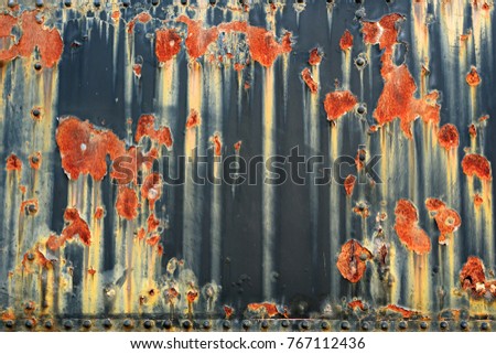 Image, Stock Photo Rusting exterior of an old tender wagon with rivets