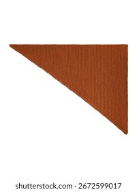 Rust knitted triangular scarf accessory, flat lay mockup, cozy textured woolen bandana for womens wear and unisex styling, isolated on white background, fashion apparel photography
