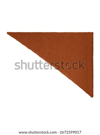 Rust knitted triangular scarf accessory, flat lay mockup, cozy textured woolen bandana for womens wear and unisex styling, isolated on white background, fashion apparel photography