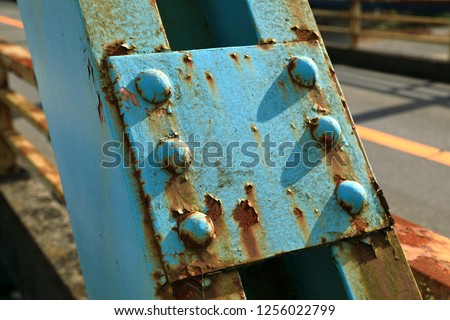 Rust of metals. Corrosion of metal. Rust and corrosion in the weld. Corrosive Rust on old iron, grunge rust texture, Rush on metal fence or structure of old bridge. 