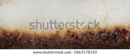 Rust of metals.Corrosive Rust on old iron white.Use as illustration for presentation.corrosion.Background rusty texture as a panorama. 