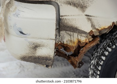 Rust On An Old Minivan Close-up