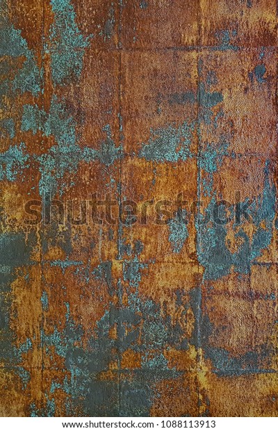 Rust powder is on wall which is divided as\
rectangle. Chemical is added to oxidise surface finishing to\
imitate real rust on iron. There\'re Green, Brown, Orange and Black\
on interior & exterior\
wall.