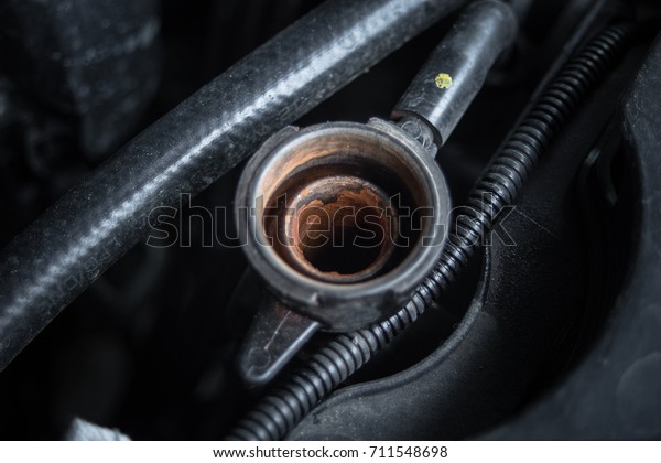 Rust in radiator for engine cooling in engine\
room.- Car maintenance