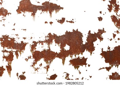 Rust Stains Isolated On A White Background. Iron With Corrosion. High Quality Photo