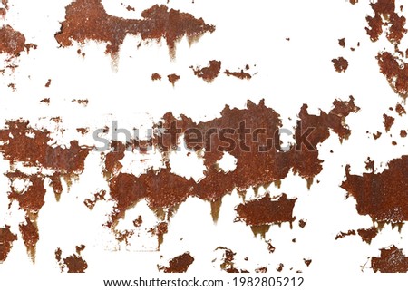 rust stains isolated on a white background. iron with corrosion. High quality photo