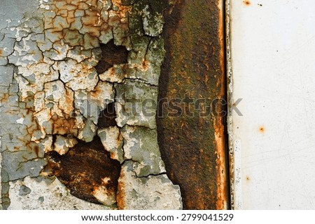Rust texture on scrap metal. Rust grains on a metal background. A rust effect with a layer of dirt used for a vintage image style for illustrations or presentations.