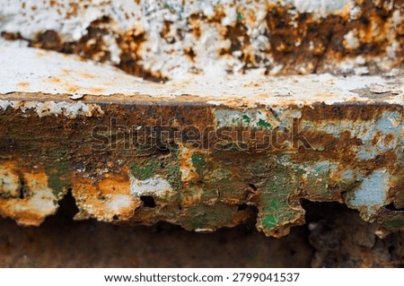 Rust texture on scrap metal. Rust grains on a metal background. A rust effect with a layer of dirt used for a vintage image style for illustrations or presentations.