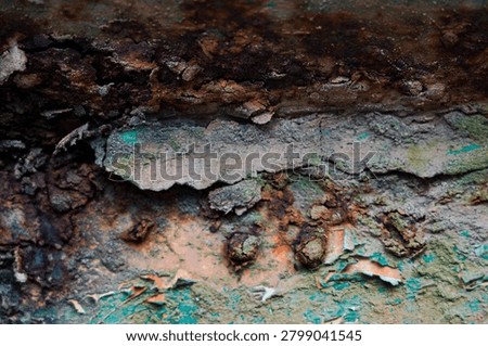 Rust texture on scrap metal. Rust grains on a metal background. A rust effect with a layer of dirt used for a vintage image style for illustrations or presentations.